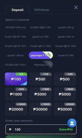 Step 1: choose one of the payment channels recommended by Maya. Then choose the default payment amount or fill in the amount you want to pay.